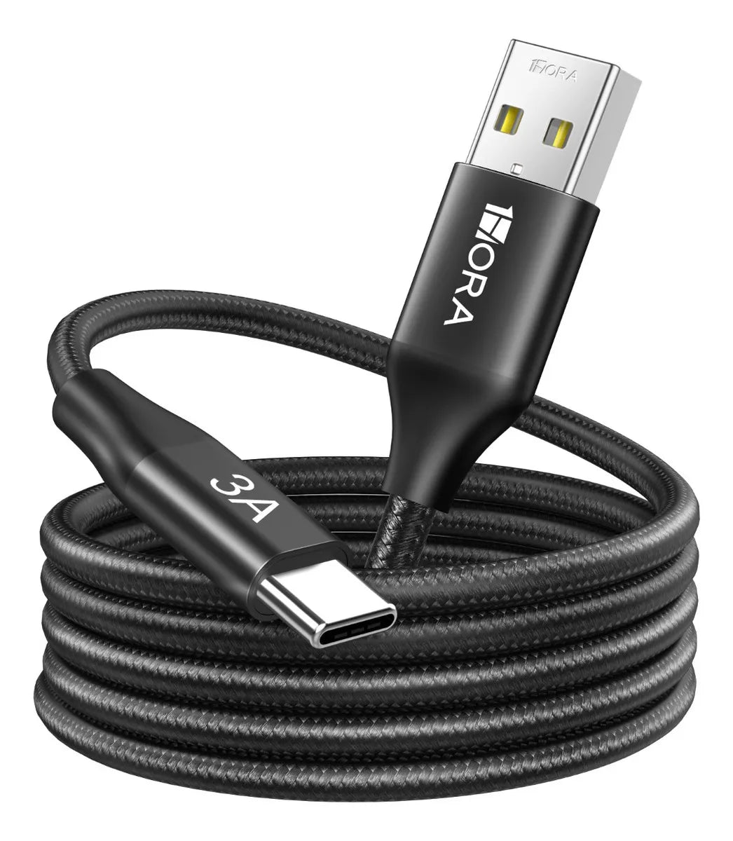 Durable 6.5ft Braided USB-A to USB-C Charging Sync Cable for Devices