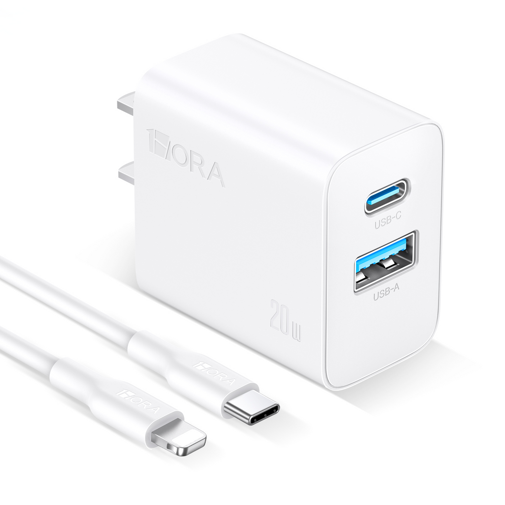 Powerful 20W USB-C PD & USB-A Dual Port Fast Wall Charger
