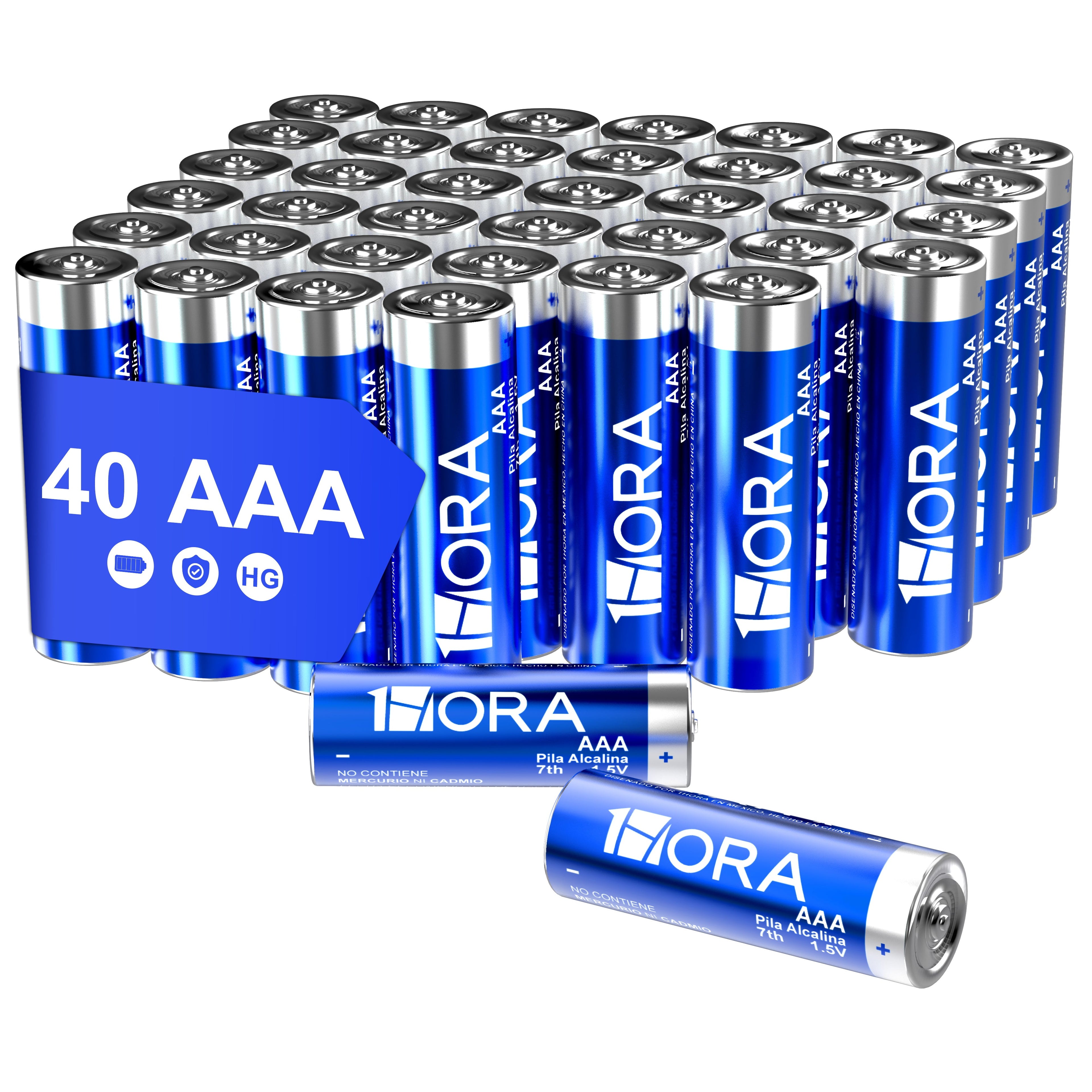 1HORA Premium Long-Lasting AAA Alkaline Batteries 40-Pack for Everyday Devices