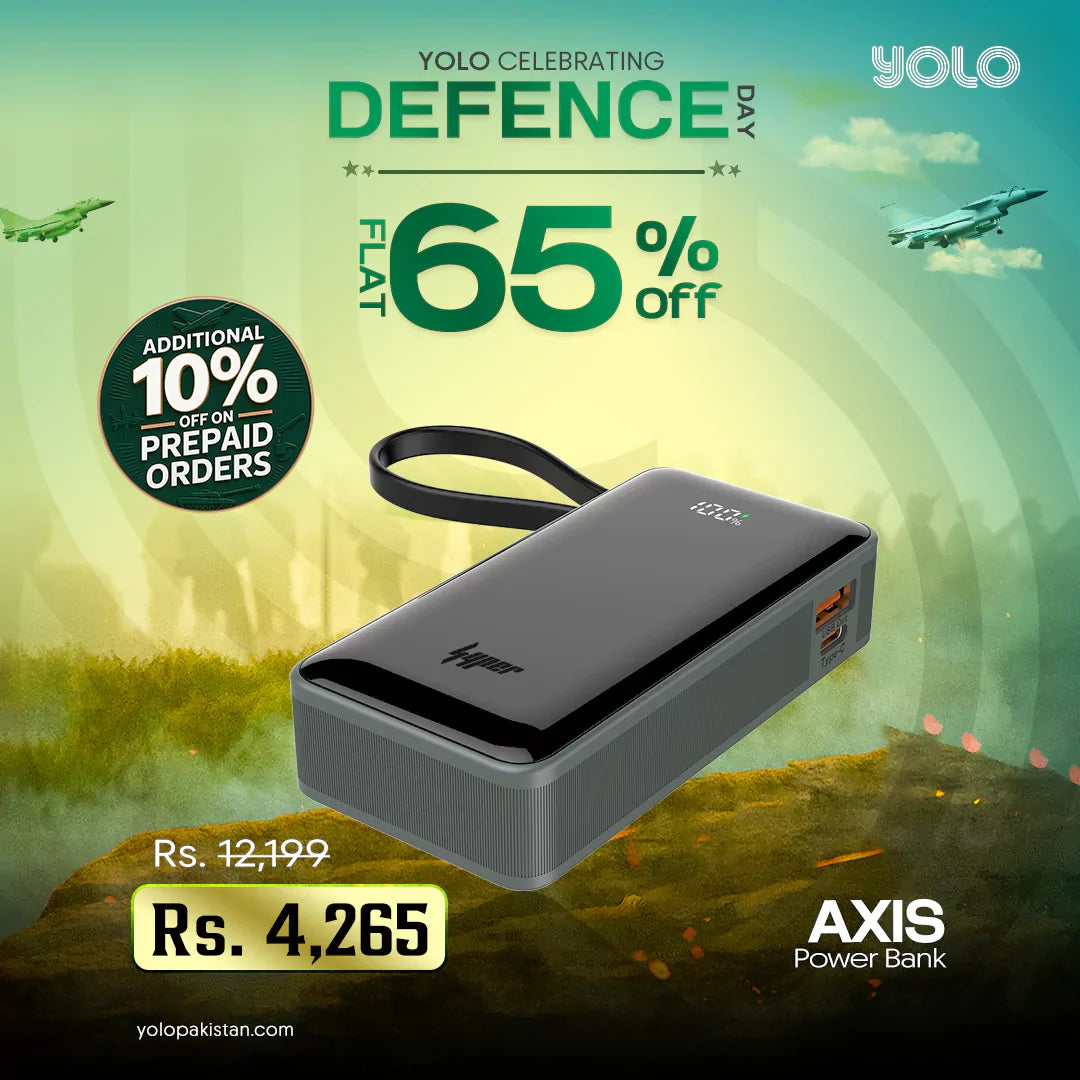 Axis 10,000mAh 22.5W Fast Charging Power Bank with Built-in Type-C Cable