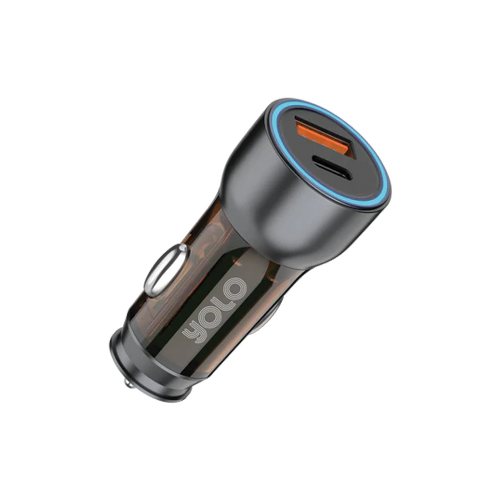 YOLO Y-521 Dual Port Fast Car Charger: USB-C PD 30W, QC 3.0