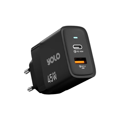 YOLO Y-451 GaN Fast Charger Dual Port 45W USB-C & USB-A Power Delivery