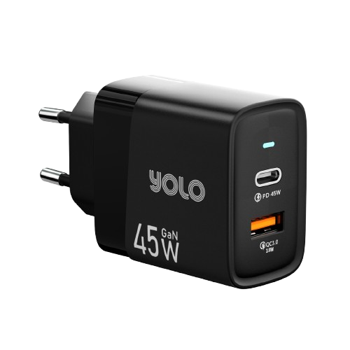 YOLO Y-451 GaN Fast Charger Dual Port 45W USB-C & USB-A Power Delivery