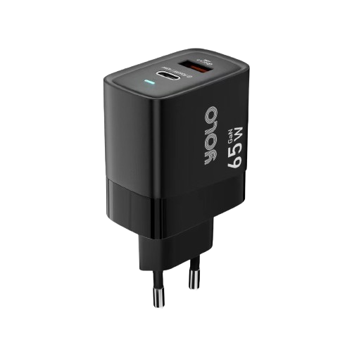 YOLO Y-651 65W GaN Fast Charger: Dual Port USB-C USB-A Wall Adapter