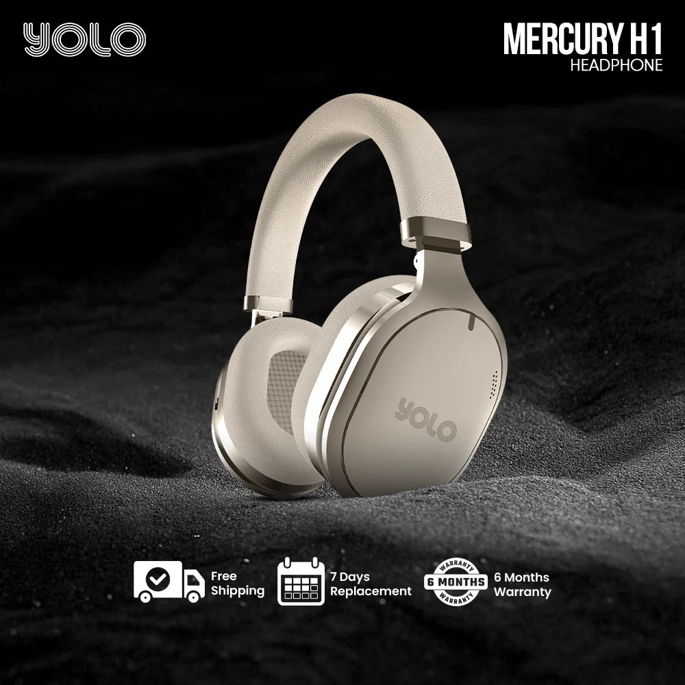 YOLO Mercury H1 Wireless Headphones: ANC, 50-Hour Playback, Foldable Design