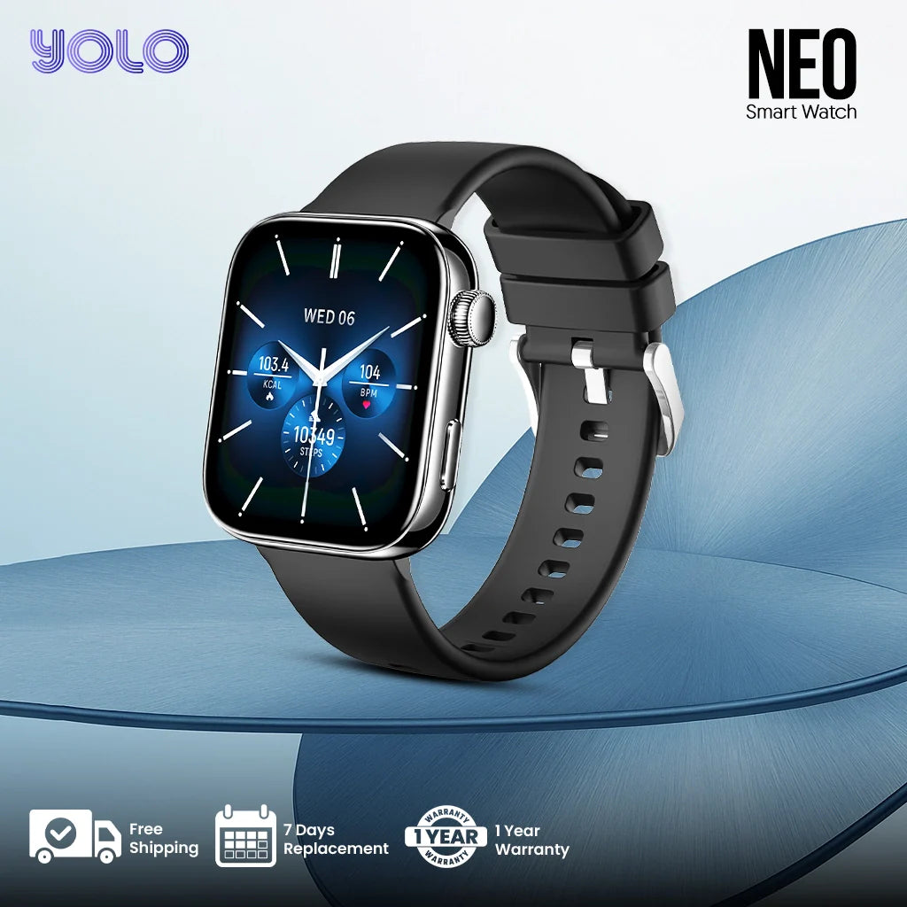 Neo Smartwatch: 1.85" AMOLED Display, Bluetooth Calls, Health Tracking, IP68 Waterproof