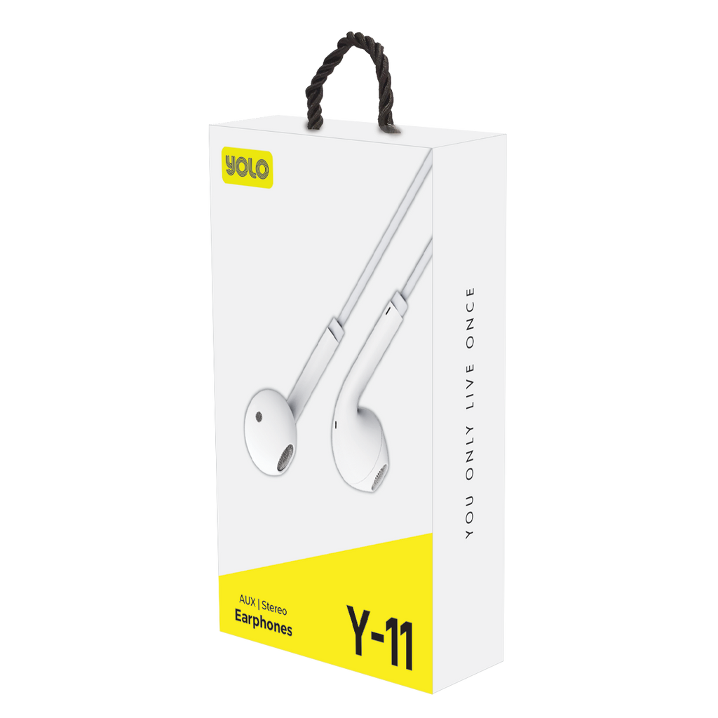 YOLO Y-11 Wired Stereo Earphones: Crystal Clear Audio, 47-inch AUX Cable