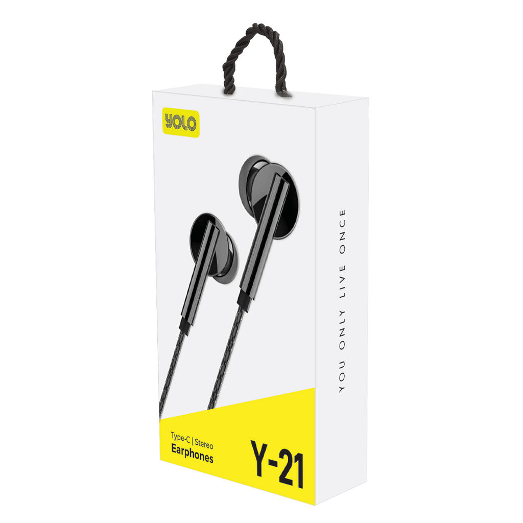 YOLO Y-21 Type-C Wired Stereo Earphones: Crystal Clear Audio, Deep Bass