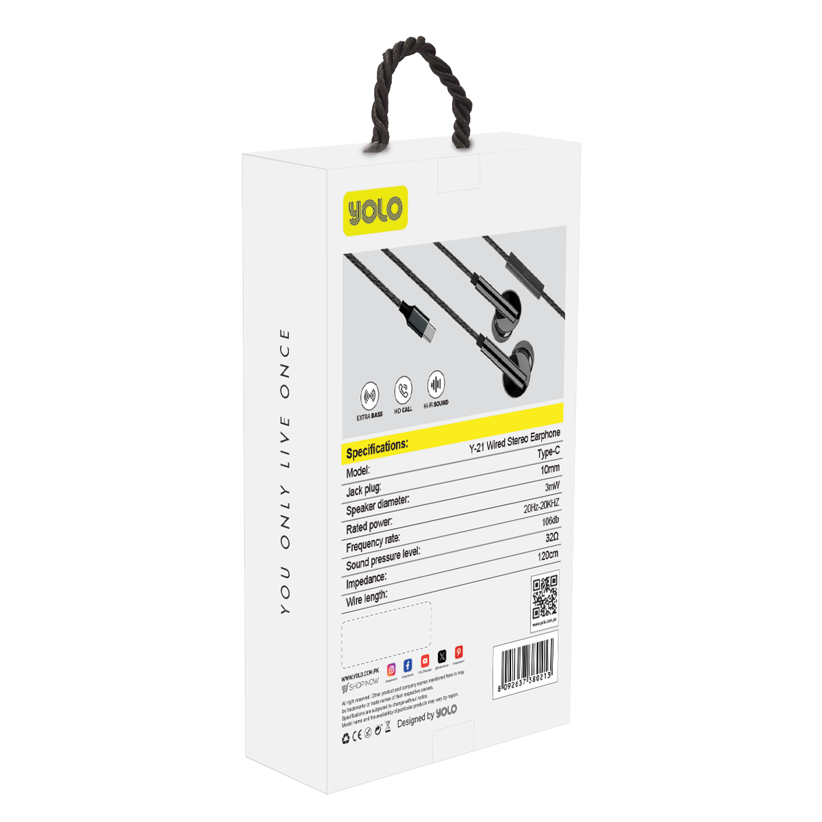 YOLO Y-21 Type-C Wired Stereo Earphones: Crystal Clear Audio, Deep Bass