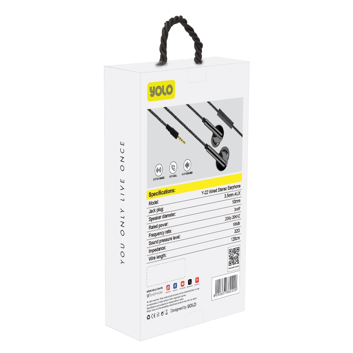 YOLO Y-22 Aux Stereo Wired Earphones: Crystal Clear Sound, Comfortable Fit