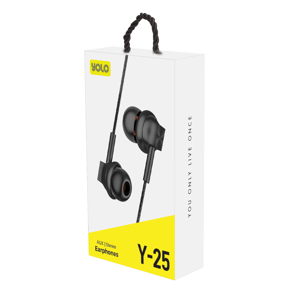 YOLO Y-25 Wired Stereo Earphones, AUX Pin, 10mm Driver, 47-inch Cable
